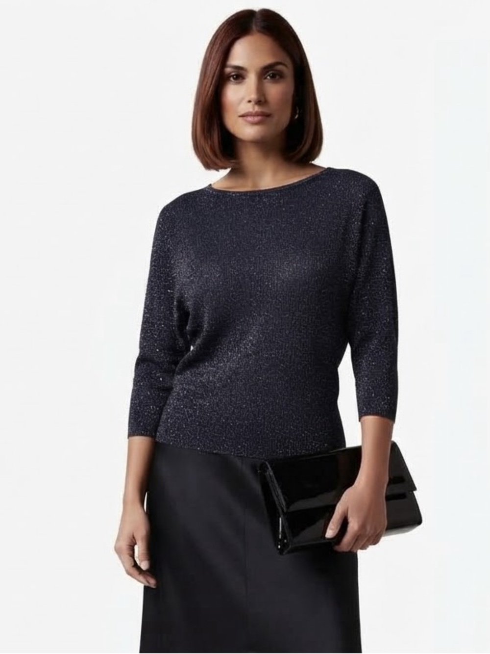 Zara Knit Sparkle Black Short Sleeve Knit Top